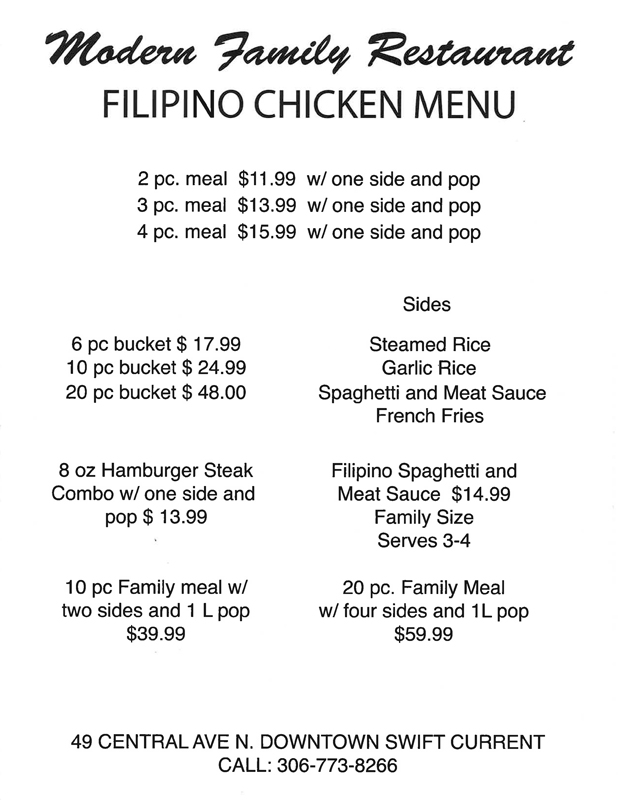 Chicken Menu